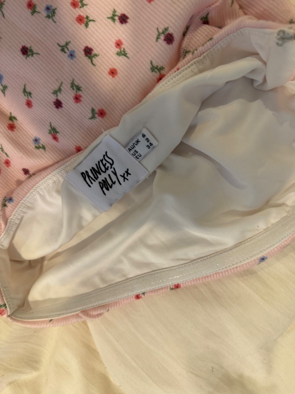 🌸 Sweet Blush Pink Ditsy Floral Strapless Mini Dress | Coquette & Cottagecore - Picture 4 of 4